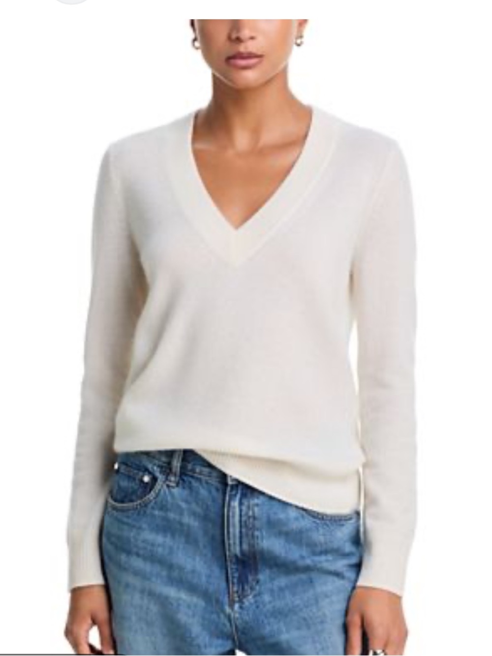 Bloomingdale's Women's ivory V-Neck Cashmere Sweater